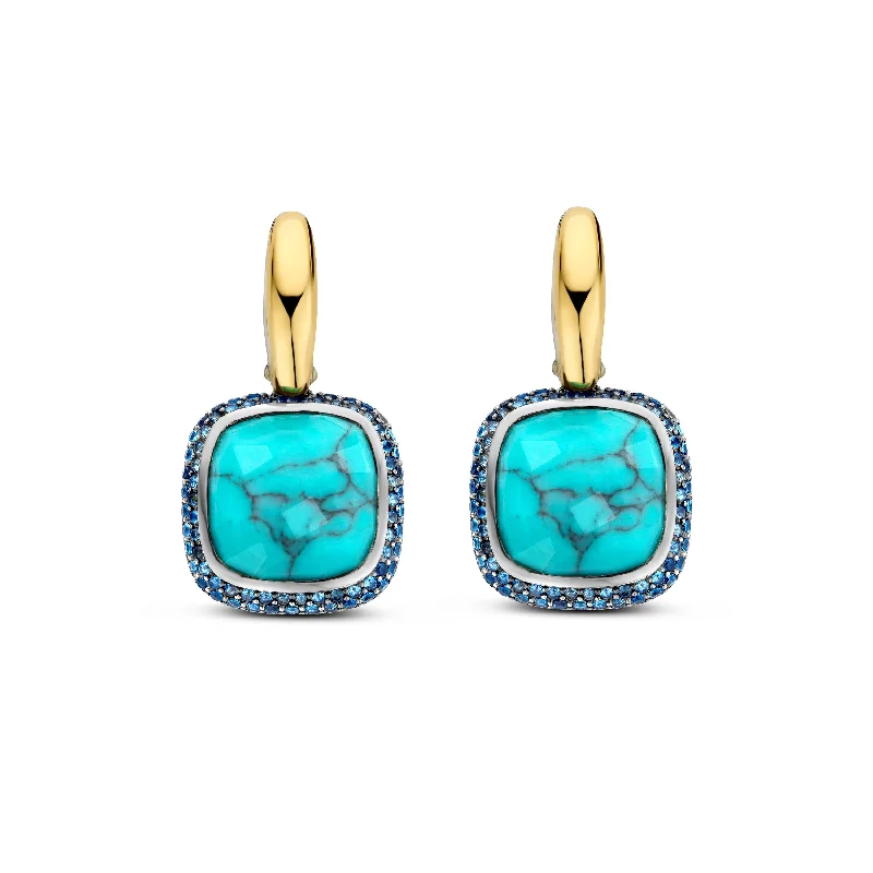 Ti Sento Gold Turquoise Earrings