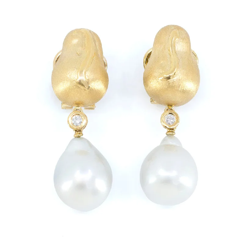 Nugget Earring with Baroque South Sea Pearls