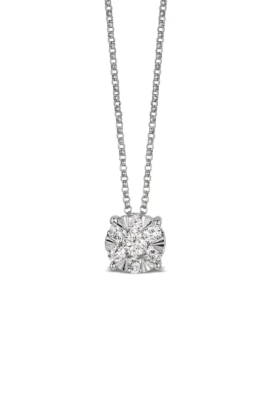 Bouquet 14K White Gold Diamond Cluster Pendant, 0.57 TCW