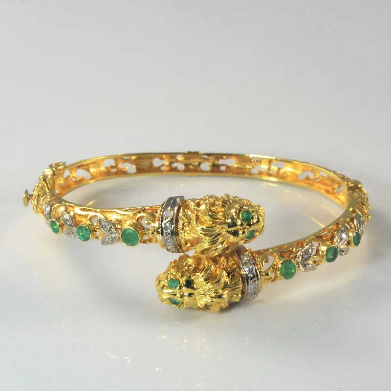 Emerald Lion Bypass Bangle | 0.60ctw, 0.26ctw | 7" |