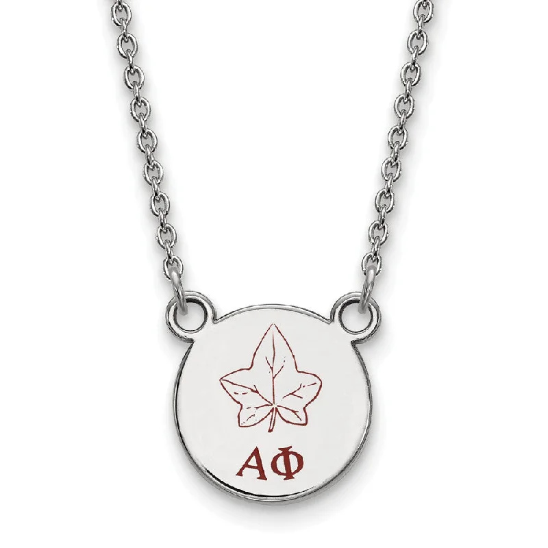 Sterling Silver Alpha Phi Small Enamel Necklace