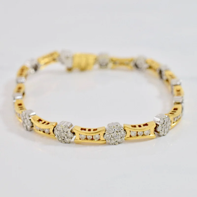 Diamond Cluster and Channel Set Diamond Bracelet | 2.47 ctw | SZ 7 " |