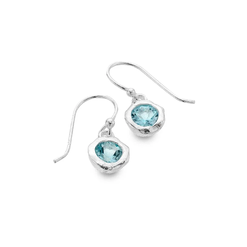 Blue Topaz Rock Drop Earrings