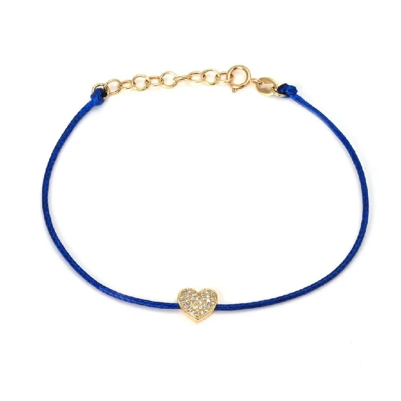 14K Yellow Gold Heart Single Pave Diamond Bracelet