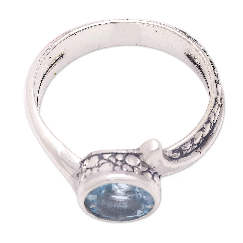 Novica Handmade Loyal Embrace Blue Topaz Single Stone Ring