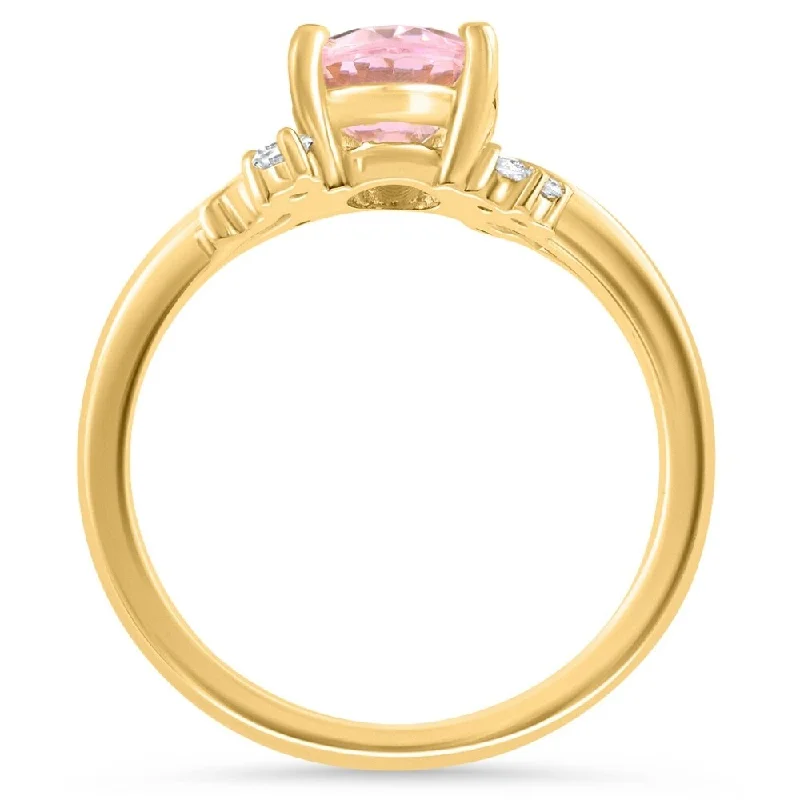 1 3/4Ct Pink Topaz & Diamond Deco Ring Gold Lab Grown