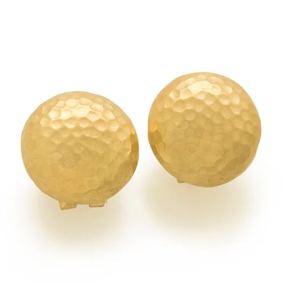 Large Hammered Gold Dome Earring