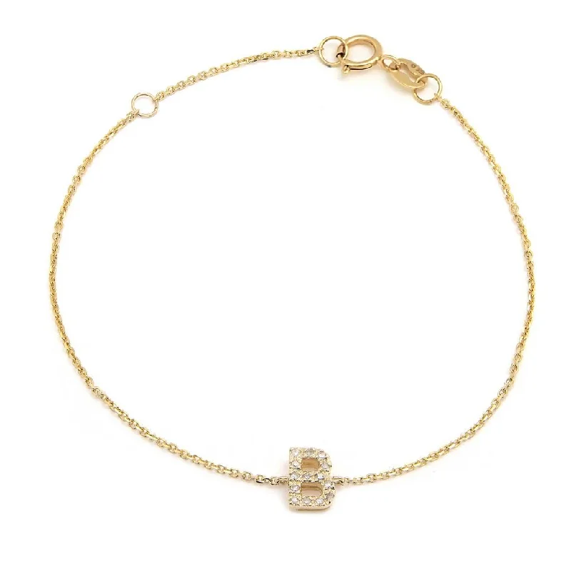 14K Yellow Gold Diamond Initial "B" Bracelet