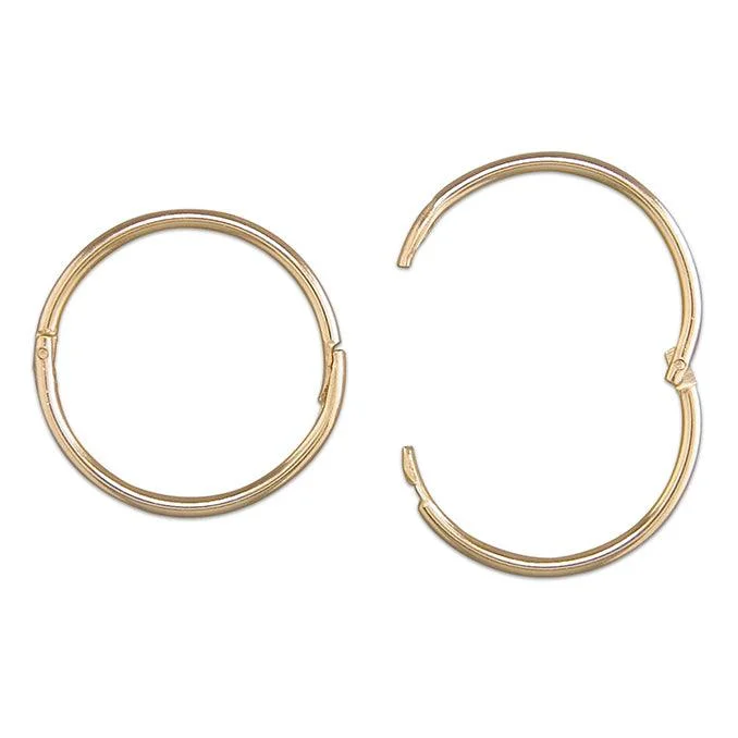 9ct Gold 1.3cm Sleeper Hoop Earrings