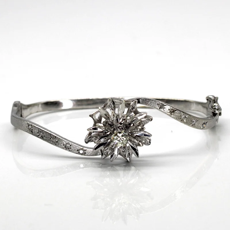 Flower Design Diamond Bypass Bangle | 0.34ctw | 6.5"|