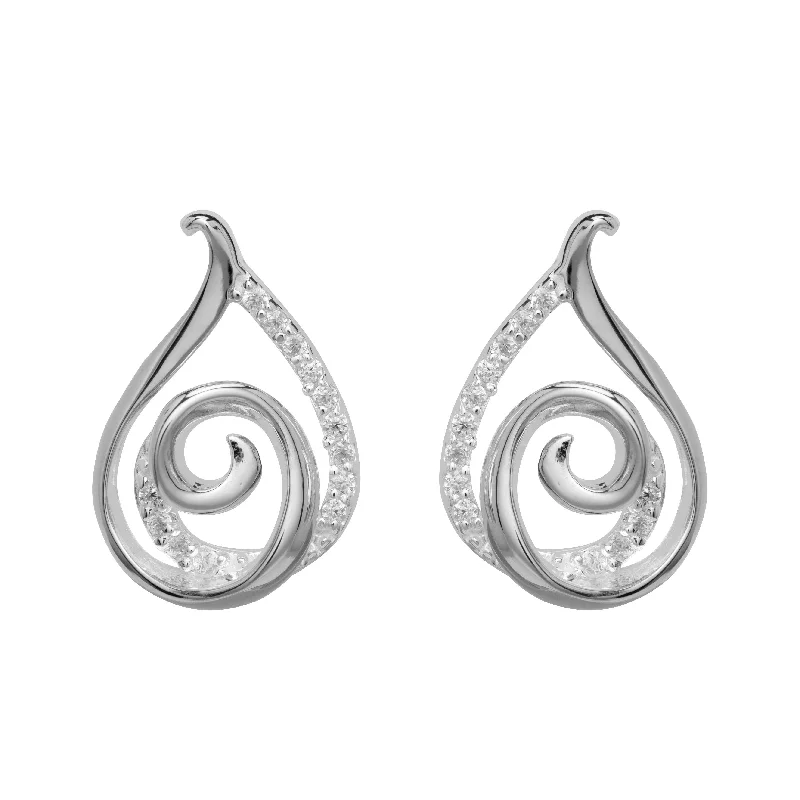 Unique & Co Silver Swirl Stud Earrings With CZ