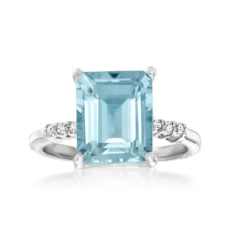 Sterling Silver Sky Blue Topaz And White Topaz Gemstone Ring