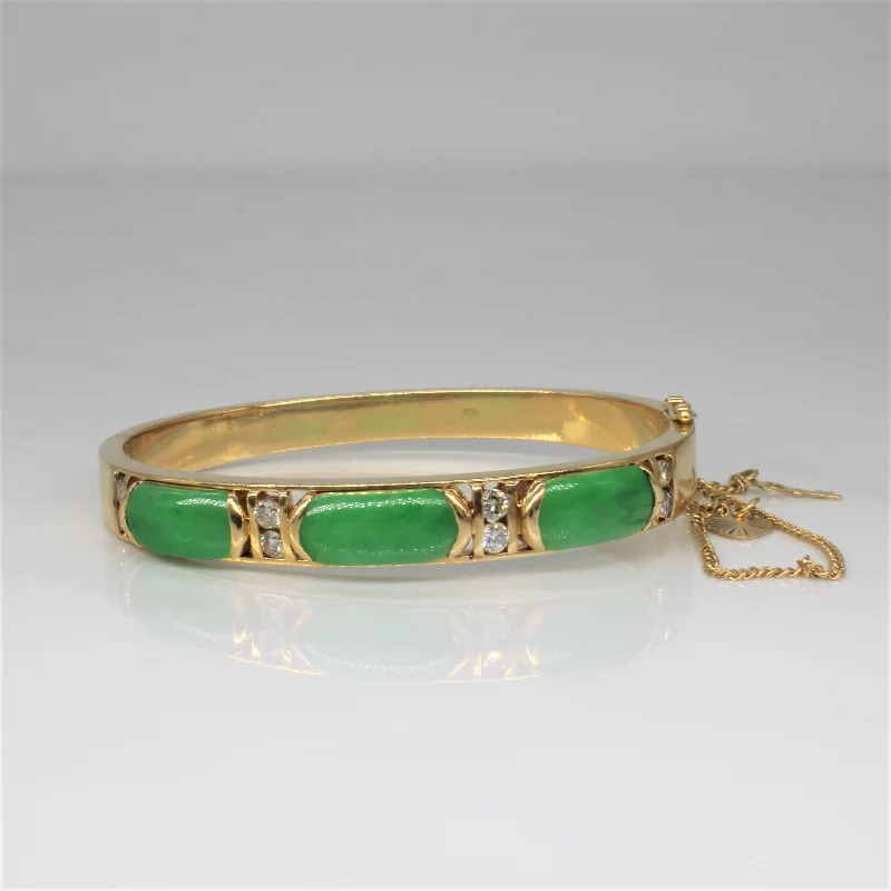 Jadeite & Diamond Cuff Bracelet | 5.00ctw, 0.05ctw | 6" |