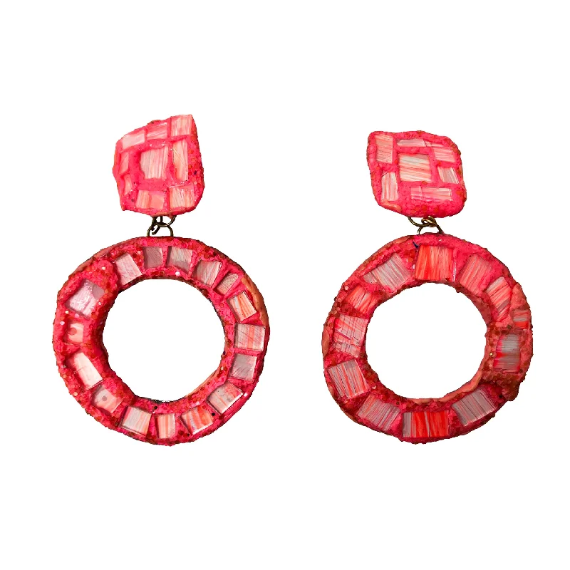 NEON PINK CLIP-ON HOOP EARRINGS, 2004