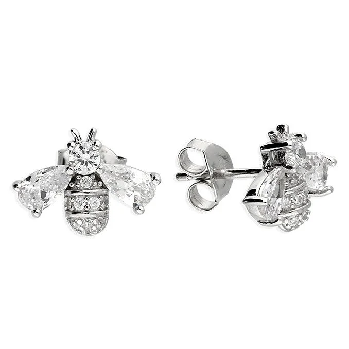 Silver Bee Stud Earrings