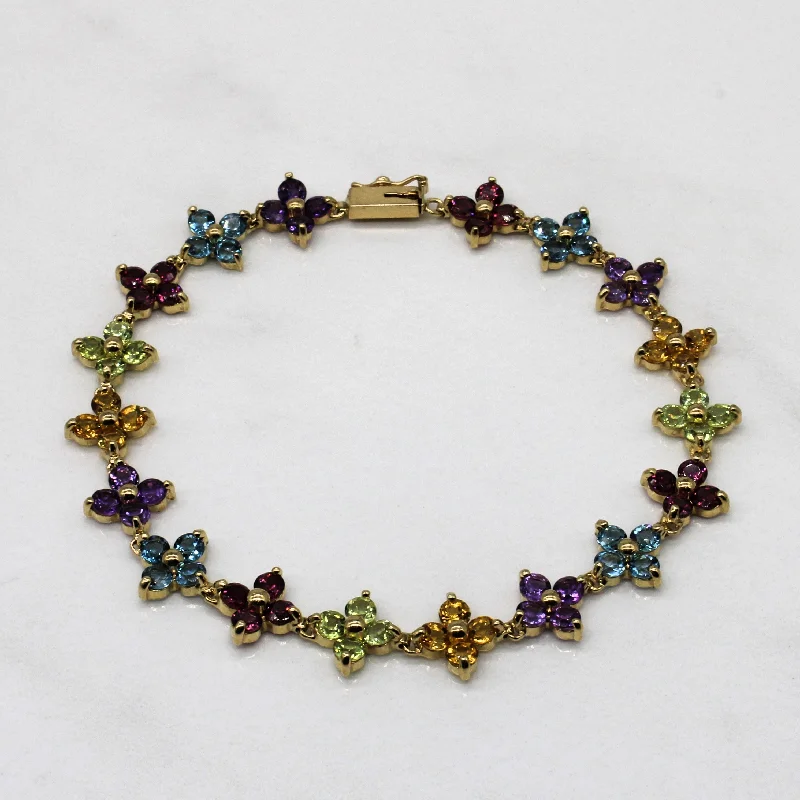 Floral Multi Gem Bracelet | 10.83ctw | 7.25" |