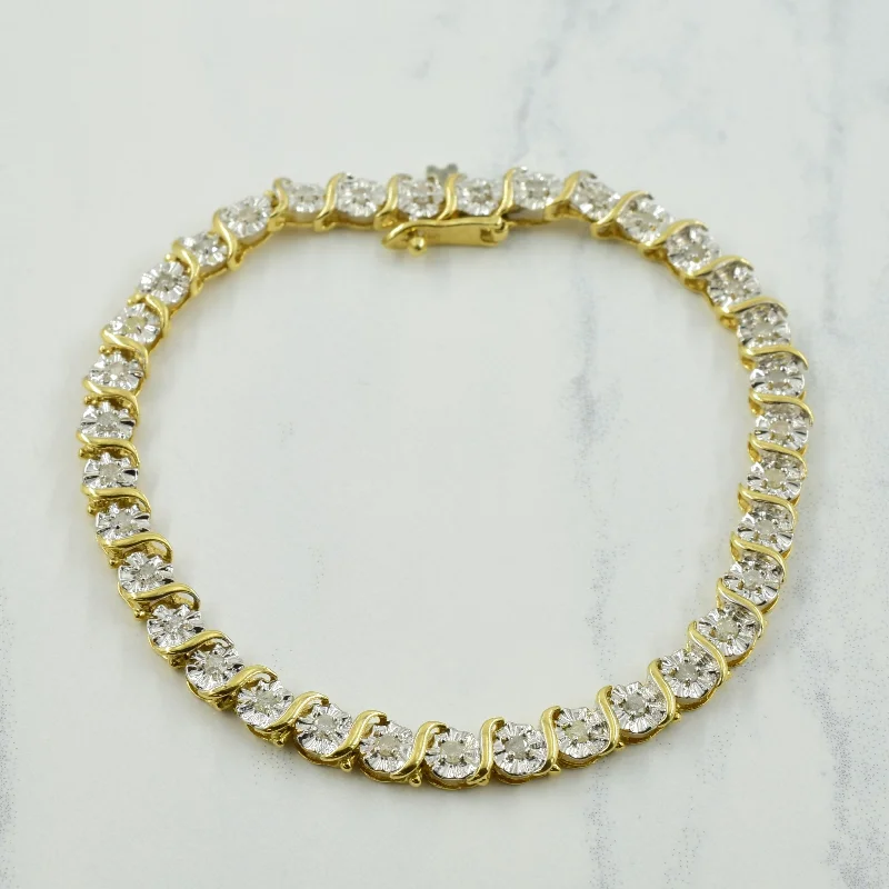 Diamond Tennis 10k Two-Tone Gold Bracelet | 0.88ctw | 7" |