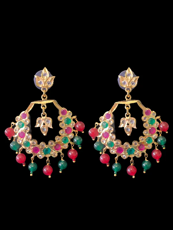 DER376 Minha Chandbali - Ruby  green ( READY TO SHIP )