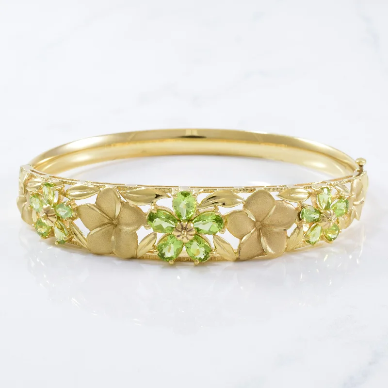 Hawaiian Peridot Plumeria Bangle | 4.80ctw | 8" |