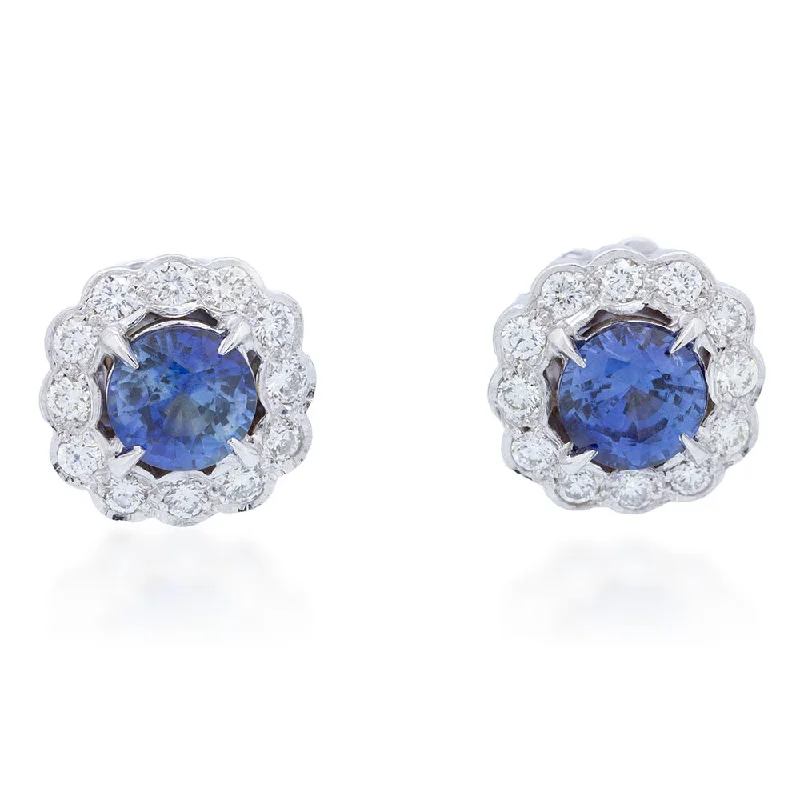 Sapphire & Diamond Halo Earring