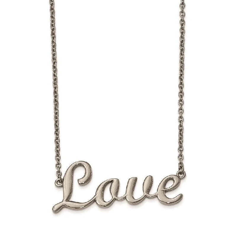 Stainless Steel Polished Love 16in Necklace