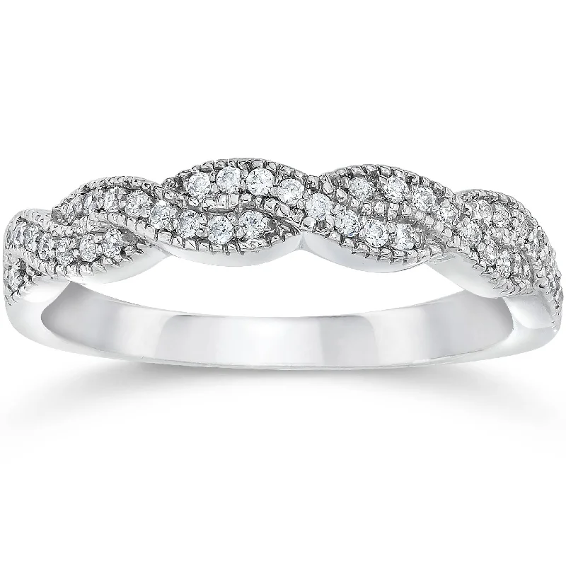 1/4Ct TW Certified Diamond Wedding Ring White Gold Anniversary Band