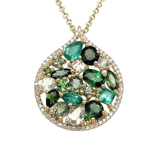 Caviar Emerald & Green Sapphire Pendant