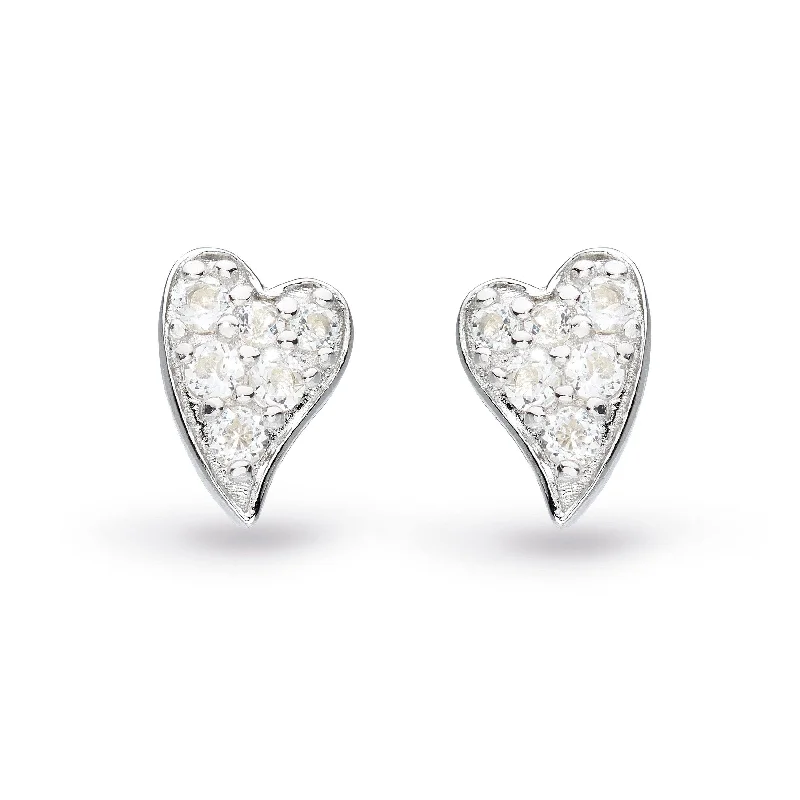 Kit Heath Desire Precious White Topaz Heart Stud Earrings