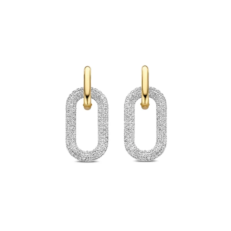 Ti Sento Cubic Zirconia Pavé Connected Drop Earrings