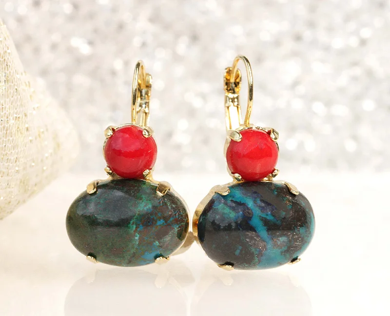 RED GREEN EARRINGS