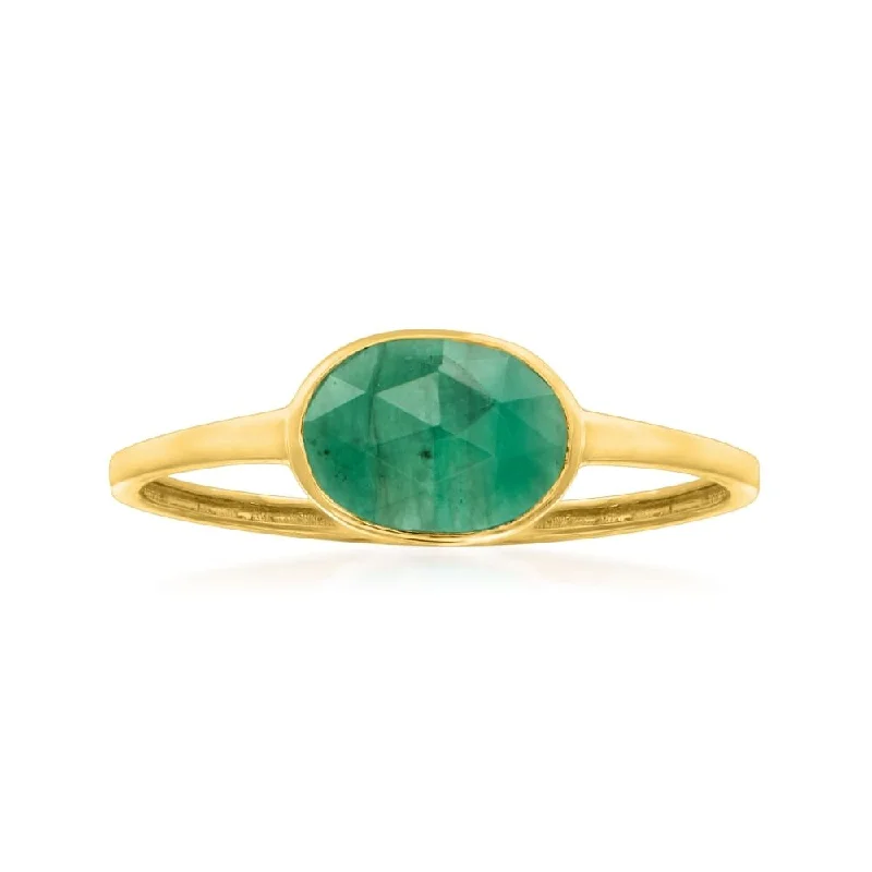 14KT Gold Sakota Emerald Gemstone Solitaire Rings