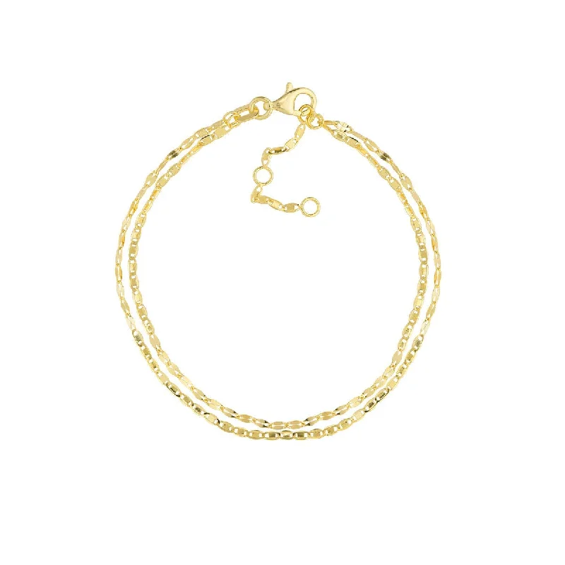 14K Yellow Gold Valentino and Hammered Forzentina Chain Adjustable Bracelet