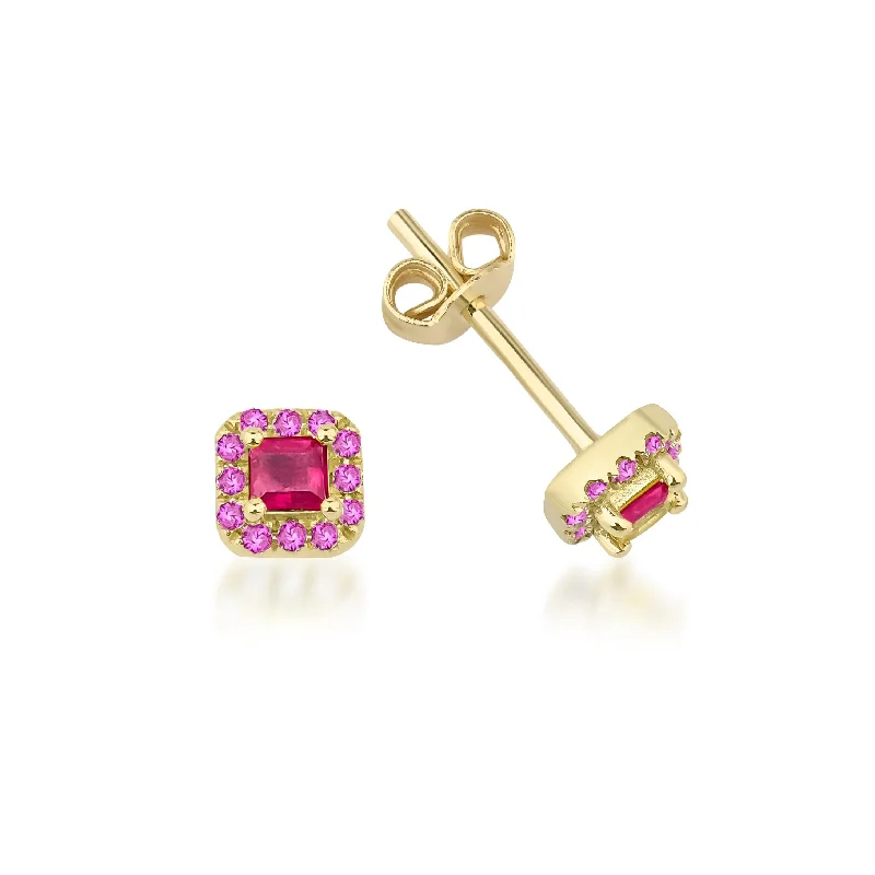 Fortuna 18k Ruby and Pink Sapphire Earrings