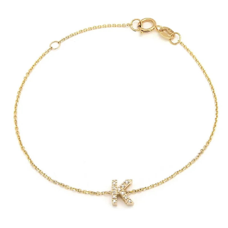 14K Yellow Gold Diamond Initial "K" Bracelet