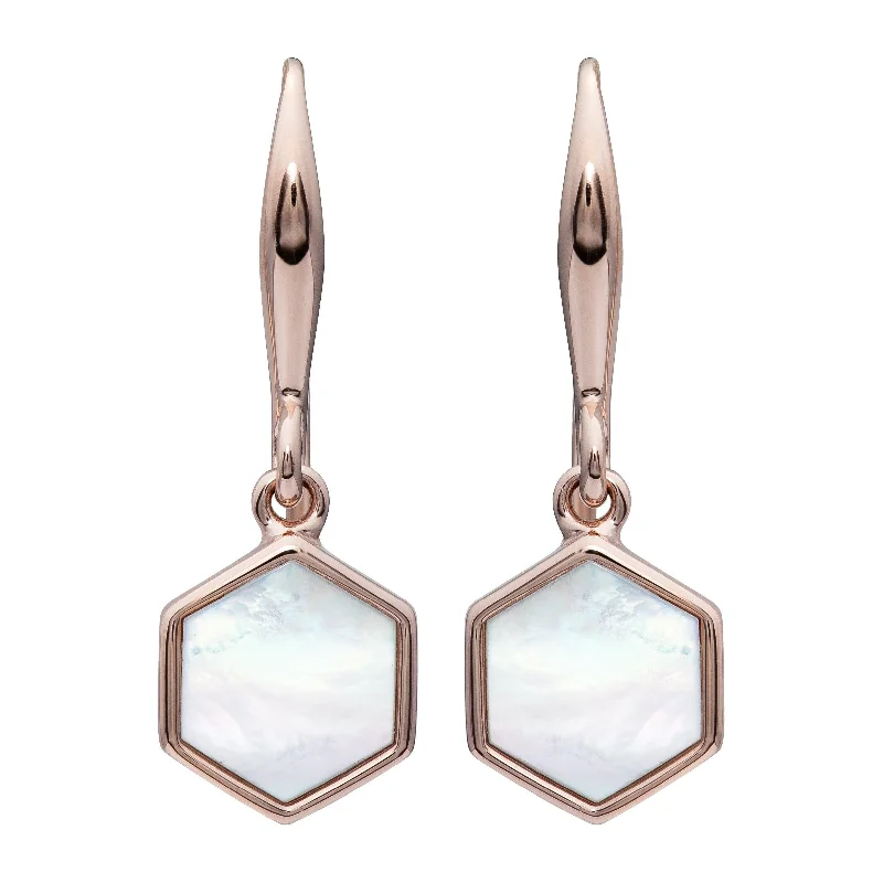 Unique & Co Mother of Pearl Hexagon Drop Earrings