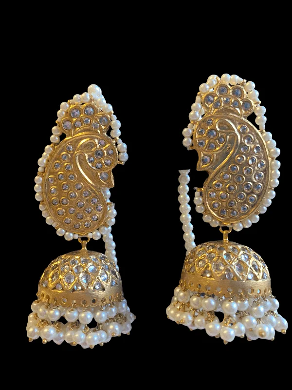 DER158 Samana kundan jhumka ( READY TO SHIP )