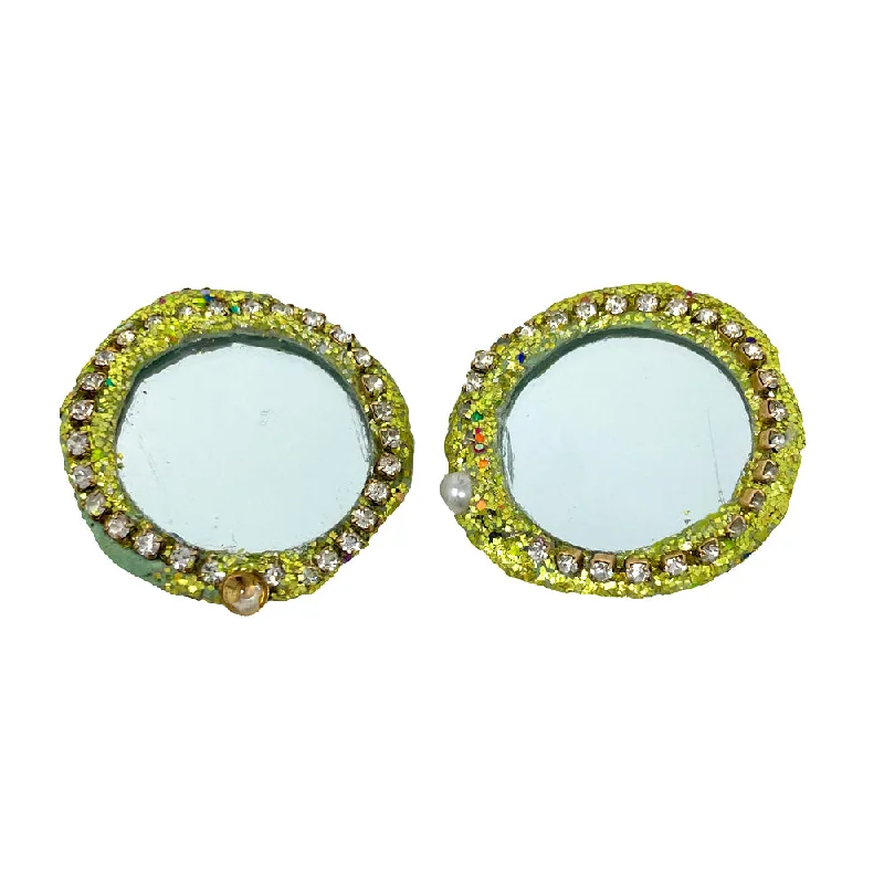 PALE GREEN ROUND CLIP-ON EARRINGS