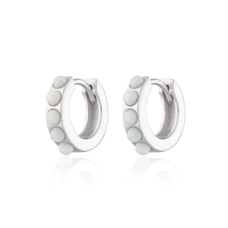 Scream Pretty Huggie Earrings with White Opal Stones