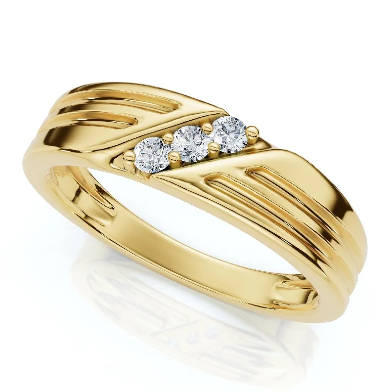 Mens Yellow Gold Diamond Wedding Anniversary Ring