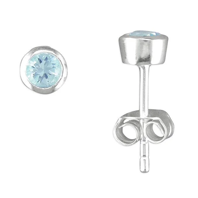 Blue Topaz Round Stud Earrings