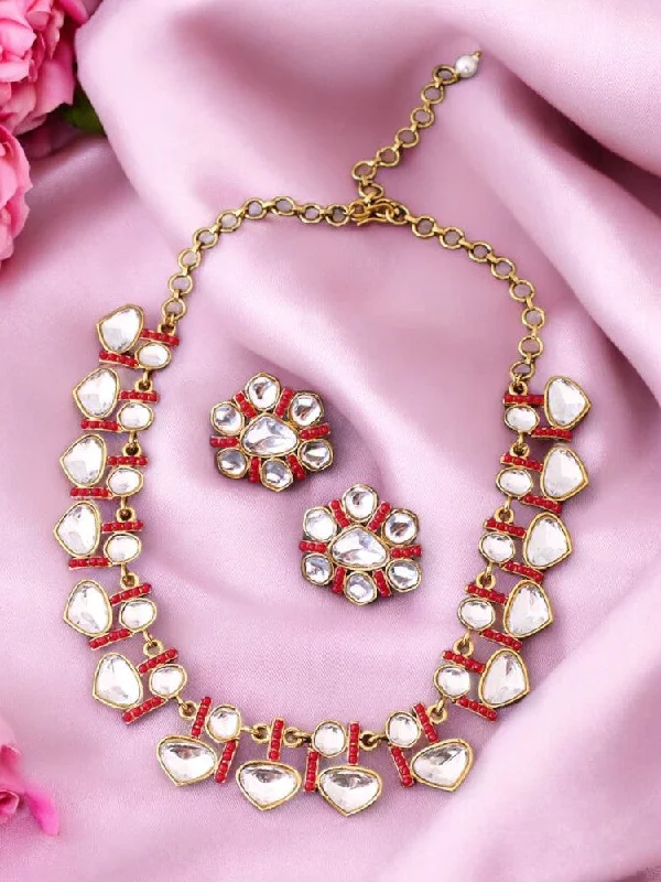 Ruby Padminii Kundan Jewellery Set