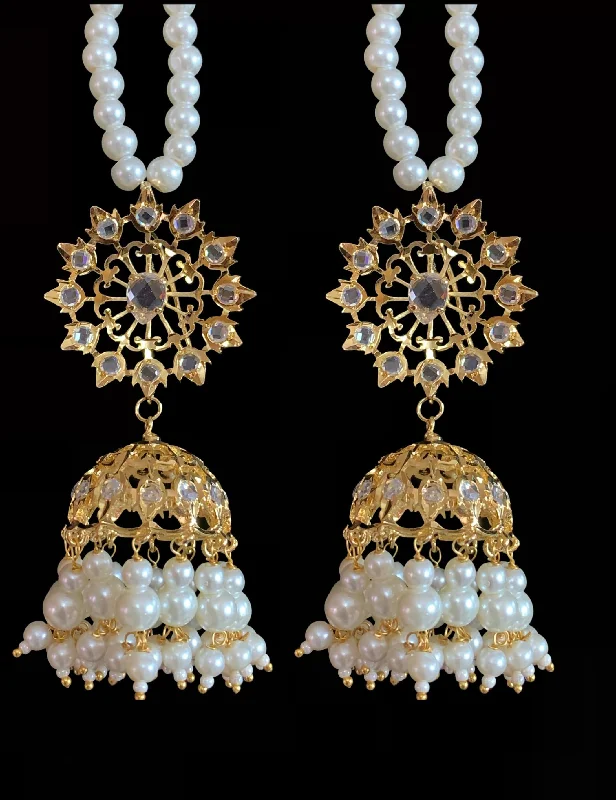 DER193 Karanphool jhumka - pearls ( SHIPS IN 2 WEEKS )