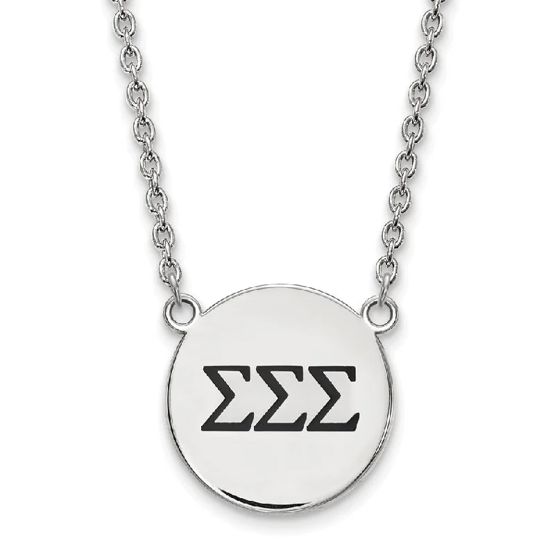 Sterling Silver Sigma Sigma Sigma Large Enamel Greek Letters Necklace