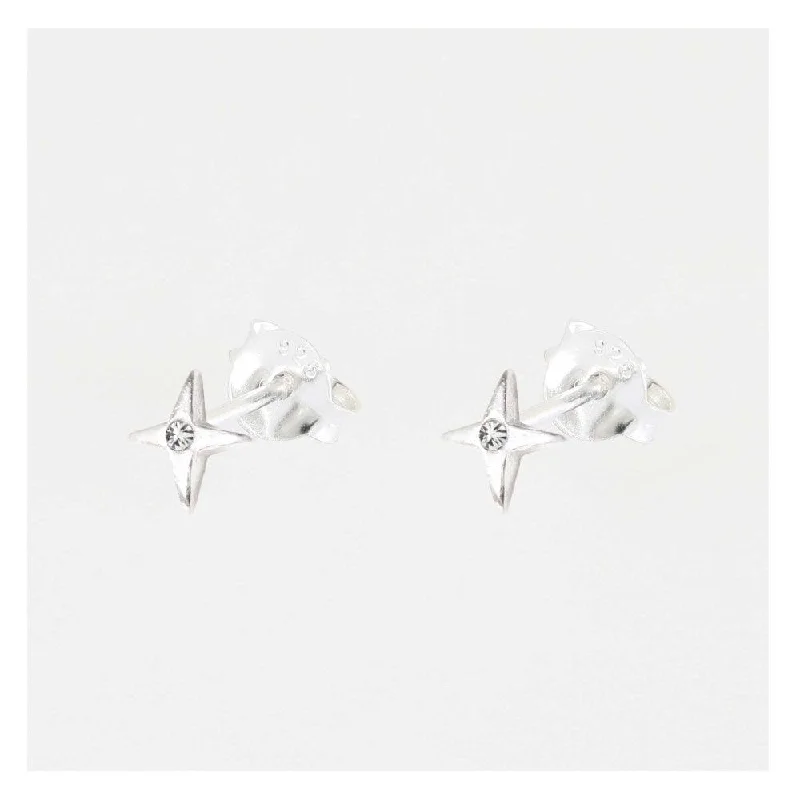 Kingsley Ryan Sterling Silver 4 Point Gem Star Stud Earrings