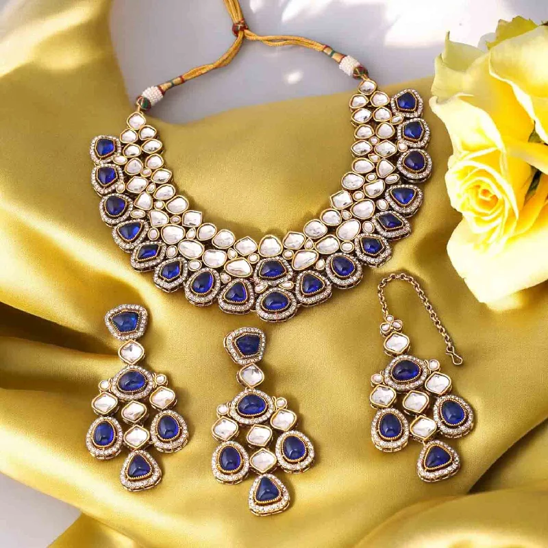 Navy Samiya Kundan Jewellery Set