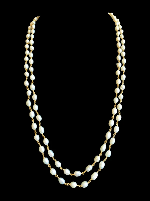 DNS115 Two layered fresh water  pearl mala  (READY TO SHIP )