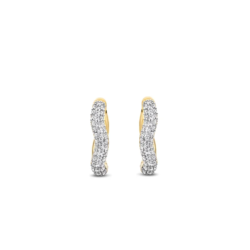 Ti Sento 18ct Gold Vermeil Pavé Cubic Zirconia Wave Hoop Earrings