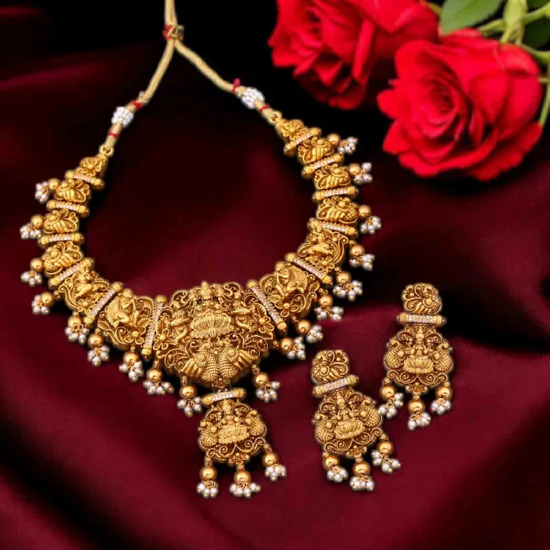 Golden Vishwa Temple Jewellery Set- New Arrival