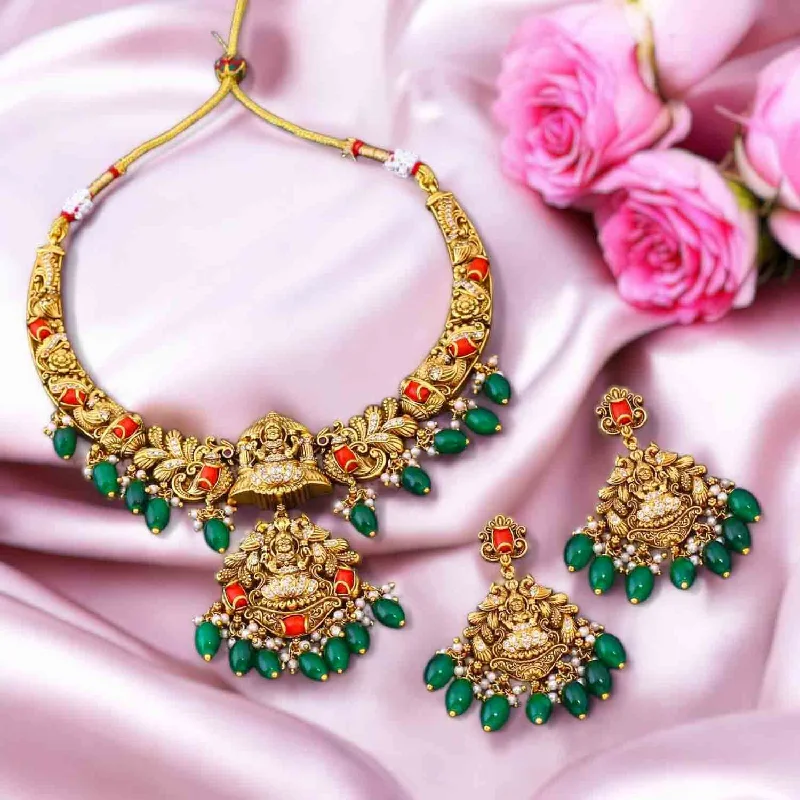 Multicolor Vasudayai Hasli Temple Jewellery Set- New Arrival