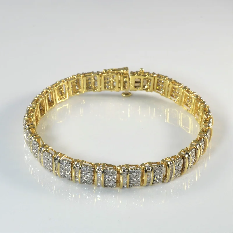 Diamond Cluster Link Bracelet | 1.54ctw | 7.5" |